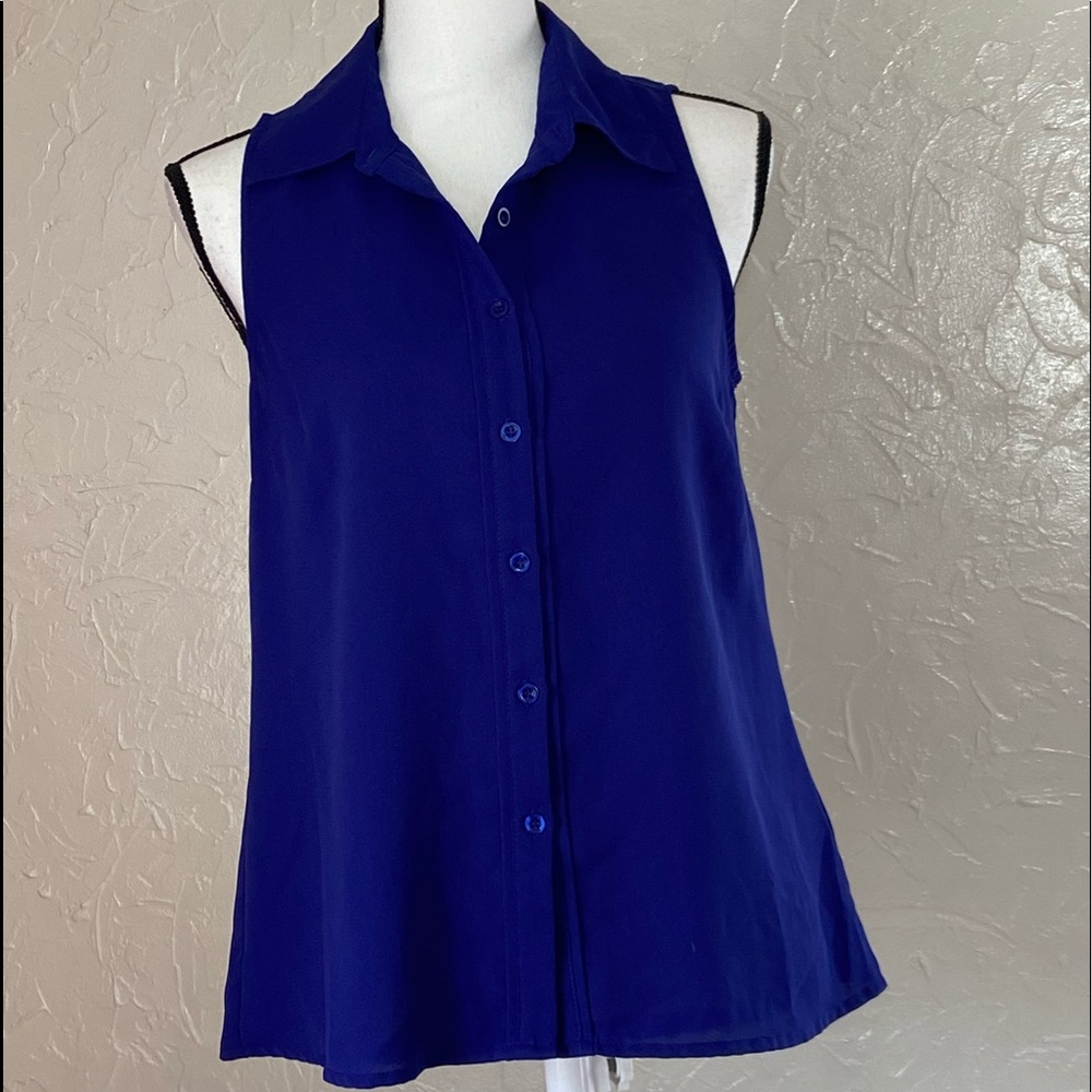 Coincidence & Chance small Royal blue sleeveless button down blouse UO